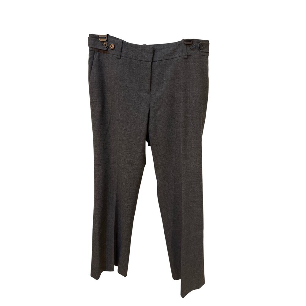 Ann Taylor Dress Pants Women 10P Gray Adj Button Wool Waist Career Work Office